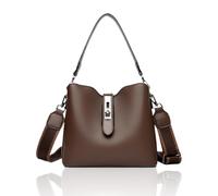 Generico Three Straps Bucket Bag for Women, Large Capacity Fashionable Commuter Crossbody Shoulder Bag, Adjustable Shoulder Strap (Coffee)