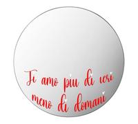 Generico ''Ti amo più di ieri'' Specchio Rotondo in Plexiglass Personalizzato Decorativo con Scritta Romantica personalizzato con nome frase idea regalo natale amore coppia sanvalentino