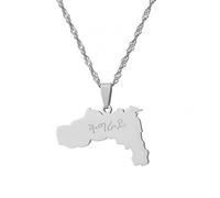 Generico Tigray Region Ethiopia World Necklace Fashion Stainless Steel Country Republic Flag Pendant Jewelry for Women Men Hip Hop (Style F)