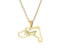 Generico Tigray Region Ethiopia World Necklace Fashion Stainless Steel Country Republic Flag Pendant Jewelry for Women Men Hip Hop (Style C)