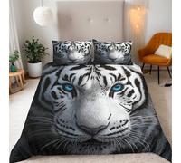 Generico Tigre Parure Copripiumino Matrimoniale 155x220cm Tigre Animale Astratta Copripiumino Ragazza Set di Biancheria da Letto Microfibra Cerniera Nascosta 3 Pezzi e 2 x Federe 50x75cm
