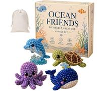 Generico Tiny 3D Beaded Animal DIY Kit, Cute 3D Animal Beads Craft Jewelry Making Kit with 4 Designs and Instructions, Creative DIY Projects for Adults Beginner & Teens (Sea)