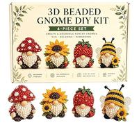 Generico Tiny 3D Beaded Animal DIY Kit, Cute 3D Animal Beads Craft Jewelry Making Kit with 4 Designs and Instructions, Creative DIY Projects for Adults Beginner & Teens (Cute Gnome)