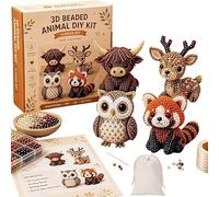 Generico Tiny 3D Beaded Animal DIY Kit, Cute 3D Animal Beads Craft Jewelry Making Kit with 4 Designs and Instructions, Creative DIY Projects for Adults Beginner & Teens (Woodland Friends)