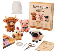 Generico Tiny 3D Beaded Animal DIY Kit, Cute 3D Animal Beads Craft Jewelry Making Kit with 4 Designs and Instructions, Creative DIY Projects for Adults Beginner & Teens (Farm Cutes)