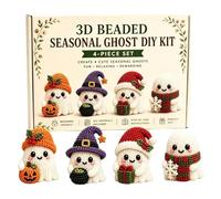 Generico Tiny 3D Beaded Ghost Kit, Cute Ghost Bead Making DIY Kit, Creative Handmade Beading Kits for Halloween Adults Beginners Teens