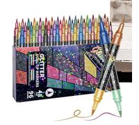 Generico Tip Glitter Markers | 36 Pack, 5.8 Inch, Soft Brush & Fine Point | Double Color, Shimmer Ink, Water Based | Art Supplies For Kids Drawing, Scrapbooking, Card Making, School Craft Gift