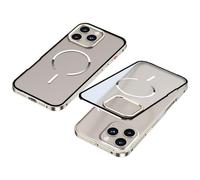 Generico TitanFrame Metal Magnetic Case - Clear Back & Camera Lens Protection, for iPhone 17/16/15/14 Promax (17promax,Gray)