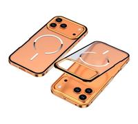 Generico TitanFrame Metal Magnetic Case - Clear Back & Camera Lens Protection, for iPhone 17/16/15/14 Promax (15pro,Orange)