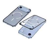 Generico TitanFrame Metal Magnetic Case - Clear Back & Camera Lens Protection, for iPhone 17/16/15/14 Promax (16promax,Light Blue)