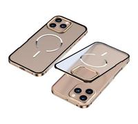 Generico TitanFrame Metal Magnetic Case - Clear Back & Camera Lens Protection, for iPhone 17/16/15/14 Promax (15pro,Gold)