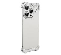 Generico Titanium Alloy Armor Bumper Case for iPhone 16/15/14/13/12 Pro Max Series, Premium Frameless Minimalist Case in Silver