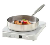 Generico Titanium Frying Pan - Hammered Pan | Titanium Alloy Non-Stick Pán | With Lid, Uncoated, 304 Stainless Steel Handle, Even Heat Distribution, For Eggs Pancakes Meats, Home Camping RV