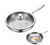 Generico Titanium Hammered Pan Pro With Lid, Non Stick Titanium Nutri Pans, Scratch-Resistant, Resistant Non Stick, Even Heating, For Cooking, Heats Quickly, Cooks Evenly (Silver,11.81in/30cm)