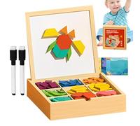 Generico Toddler Magnetic Blocks, Wooden Magnetic Pattern Block Set, Safe Educational Geometric Cubes, Fun Learning Toy Boys and Girls, Creative Building Game, Ideal for Birthday, Travel