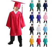 Generico Toga Laurea Bambino Unisex 2025 Abito da Laureato Bambini Set Toga Cappello e Costume Asilo Costumi da Laureato per Bambini Asilo Studenti Elementare Costume Travestimento 2-10 Anni
