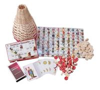 Generico Tombola Classica Napoletana Cesto in Vimini Numeri e Pedine Segna Numeri in Legno 48 Cartelle con Mazzo di Carte Napoletane