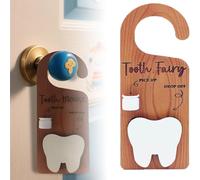 Generico Tooth Fairy Tooth Door Holder,Wooden Pick up and Drop Off Door Hanger for Kids,Hanging Keepsake Container Storage Bag for Holding Lost Teeths and Small Gift (A)