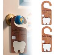 Generico Tooth Fairy Tooth Door Holder,Wooden Pick up and Drop Off Door Hanger for Kids,Hanging Keepsake Container Storage Bag for Holding Lost Teeths and Small Gift (A+B)