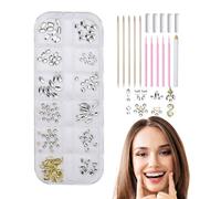 Generico Tooth Gem Kit - 5.12x1.97x0.47 Inches | Tooth Drill Tools And Heart Decorations | Complete Rhinestone Craft Set For Professionals Teeth Teeth Gem Kit Art DIY Projects