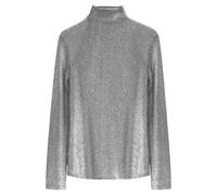 Generico Top Carnevale da Donna- con Scollo a Lupetto e Maniche Lunghe, vestibilità Attillata, con Glitter Lucidi, Strato di Base lliscio per Abiti da Sera (Silver, L)