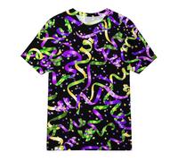 Generico Top Casual Ragazzo Morbida e Confortevole sulla Pelle Modello con Cappuccio Casual Versatile Maglietta Neon Tie Dye Hippie Maglietta Unisex Tinta Unita Colorata per Tempo Libero Scuola