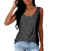 Generico Top con Paillettes e Scollo a V, Canotta Senza Maniche Moda Estate, Camicetta luccicante per Donna, Ideale per Party e Festival, vestibilità Comoda