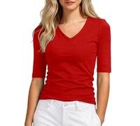 Generico Top da Donna a Mezza Manica - Mezza Lunghezza Manica Girocollo in Cotone, Stile t-Shirt, Slim Fit Casual, Lunghezza Fino al Gomito, Estate Basic Tee