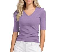 Generico Top da Donna a Mezza Manica - Mezza Lunghezza Manica Girocollo in Cotone, Stile t-Shirt, Slim Fit Casual, Lunghezza Fino al Gomito, Estate Basic Tee