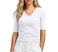 Generico Top da Donna a Mezza Manica - Mezza Lunghezza Manica Girocollo in Cotone, Stile t-Shirt, Slim Fit Casual, Lunghezza Fino al Gomito, Estate Basic Tee