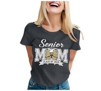 Generico Top donna con scollo rotondo e maniche corte, maglietta lunga ideale per la stagione di laurea, leggera e adatta per ogni giorno