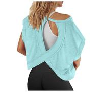 Generico Top Elegante Donna, Magliette da Allenamento da Donna A Maniche Corte con Schiena Scoperta Top Casual per Yoga Atletica Palestra T-Shirt Corte E Comode per La Corsa