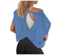 Generico Top Elegante Donna, Magliette da Allenamento da Donna A Maniche Corte con Schiena Scoperta Top Casual per Yoga Atletica Palestra T-Shirt Corte E Comode per La Corsa