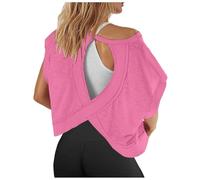 Generico Top Elegante Donna, Magliette da Allenamento da Donna A Maniche Corte con Schiena Scoperta Top Casual per Yoga Atletica Palestra T-Shirt Corte E Comode per La Corsa