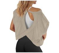 Generico Top Elegante Donna, Magliette da Allenamento da Donna A Maniche Corte con Schiena Scoperta Top Casual per Yoga Atletica Palestra T-Shirt Corte E Comode per La Corsa