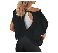 Generico Top Elegante Donna, Magliette da Allenamento da Donna A Maniche Corte con Schiena Scoperta Top Casual per Yoga Atletica Palestra T-Shirt Corte E Comode per La Corsa