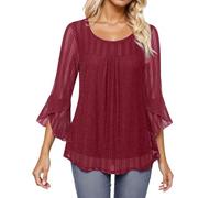 Generico Top Nero Donna Elegante Y2K con Fiocco Paillettes Camicetta Maglia Marrone Bordeaux in Pizzo Rossa Curvy sotto Giacca Sottogiacca