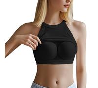 Generico Top tank per esercizio con spalle a racerback per donna - Built-in reggiseno double lined, shapewear senza spalline per esercizio, underwear taglie grandi, supportivo(Black, L)
