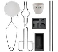 Generico Torch Melting Casting Kit 550g 8-Piece Graphite Crucible Set - Whip Tongs Stir Stick Metal Smelting Kit Gold Silver Jewelry Casting Stainless Ceramic Tool Set
