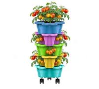 Generico Torre Per Piante, Fioriera Impilabile Pers Fragole Verticale 4/5 Livelli, Giardino Verticale A Torre Con Ruote, Per Interno Ed Esterno, Balcone, Cucina, Soggiorno