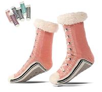 Generico Toselfwith Ultra-Thick Cashmere Slipper Home Socks, Winter Warm Non Slip Cozy Fuzzy Slipper Socks, Cashmere Socks For Women (Pink)