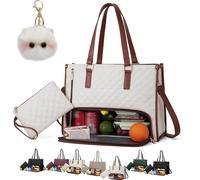 Generico Tote And Luxe Co Bag, My Daily Bag Tote With Lunch Compartment, Toteluxeco 3-In-1 Quilted Lunch,LaptopBags (White)