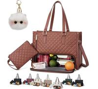 Generico Tote And Luxe Co Bag, My Daily Bag Tote With Lunch Compartment, Toteluxeco 3-In-1 Quilted Lunch,LaptopBags (Brown)
