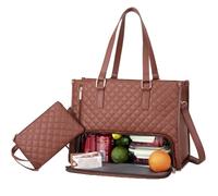 Generico Tote and Luxe Co Bag, Toteluxeco 3-in-1 Quilted Tote Bag, Laptop Bags With Multiple Lunch Compartment Storage (Brown)