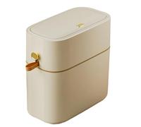 Generico Touchless Trash Can, Bathroom Bin with Lid, Narrow Waste Basket, Automatic Drawstring Sealing, Odor-Sealed Storage, 8L Smart Bin for Bathroom Under Sink Desk or Kitchen Use, Beige