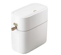 Generico Touchless Trash Can, Bathroom Bin with Lid, Narrow Waste Basket, Automatic Drawstring Sealing, Odor-Sealed Storage, 8L Smart Bin for Bathroom Under Sink Desk or Kitchen Use, White