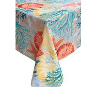 Generico Tovaglia antimacchia qadrata mare Tovaglia antimacchia per estate Tovaglia mare coralli Fatta a mano 100x100 cm 100% Poliestere Tovaglia giardino