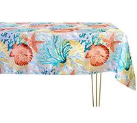 Generico Tovaglia antimacchia rettangolare conchiglie Tovaglia antimacchia mare per estate Tovaglia mare coralli Fatta a mano 120x200 cm 100% Poliestere Tovaglia giardino
