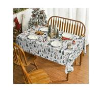 Generico Tovaglia natalizia Christmas Tree Polyester Tablecloth For Table Decor Winter Xmas Kitchen Dining Cloth Decorations(140x300cm)