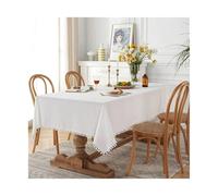 Generico Tovaglia natalizia Cotton Fabric Table Cloth Washable Christmas Tablecloth For Wedding Party Dining Banquet New Year Decoration Luxuriou TableCover(White,140x180cm)
